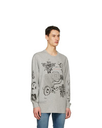 Givenchy Grey Oversized Schematics Long Sleeve T Shirt