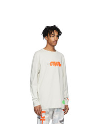 Heron Preston Grey Spray Style Long Sleeve T Shirt