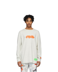 Heron Preston Grey Spray Style Long Sleeve T Shirt