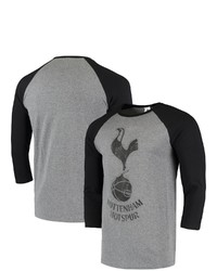 Fifth Sun Heathered Charcoalblack Tottenham Hotspur Primary Logo Tri Blend Raglan T Shirt