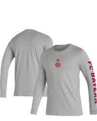 adidas Heathered Gray Bayern Munich Crest Long Sleeve T Shirt In Heather Gray At Nordstrom