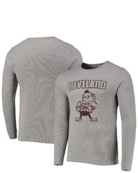 Junk Food Heathered Gray Cleveland Browns Throwback Touchrmal Long Sleeve T Shirt