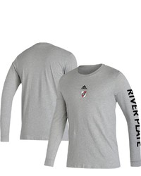 adidas Heathered Gray Club Atletico River Plate Crest Long Sleeve T Shirt In Heather Gray At Nordstrom