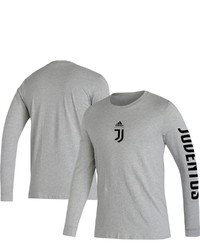 adidas Heathered Gray Juventus Crest Long Sleeve T Shirt In Heather Gray At Nordstrom