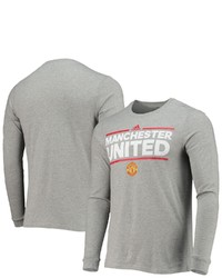 adidas Heathered Gray Manchester United Lockup Long Sleeve T Shirt In Heather Gray At Nordstrom