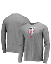 Nike Heathered Gray Us Soccer Evergreen Crest Long Sleeve T Shirt In Heather Gray At Nordstrom