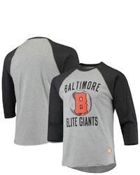 STITCHES Heathered Grayblack Baltimore Elite Giants Negro League Wordmark Raglan 34 Sleeve T Shirt In Heather Gray At Nordstrom