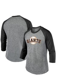 Majestic Threads Heathered Grayblack San Francisco Giants Current Logo 34 Sleeve Raglan Tri Blend T Shirt