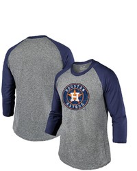 Majestic Threads Heathered Graynavy Houston Astros Current Logo 34 Sleeve Raglan Tri Blend T Shirt