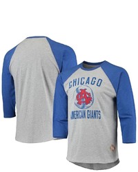 STITCHES Heathered Grayroyal Chicago American Giants Negro League Wordmark Raglan 34 Sleeve T Shirt In Heather Gray At Nordstrom