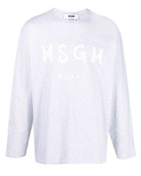 MSGM Logo Print Long Sleeve T Shirt