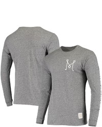 Retro Brand Original Gray Inter Miami Cf Tri Blend Long Sleeve T Shirt