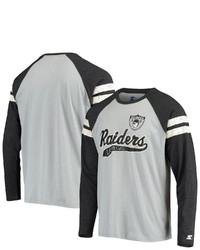 STARTE R Silverblack Las Vegas Raiders Throwback League Raglan Long Sleeve Tri Blend T Shirt