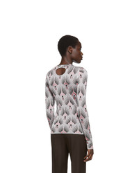 Paco Rabanne Silver Lurex Jacquard Long Sleeve T Shirt