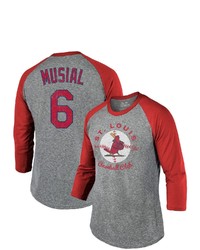 Majestic Threads Stan Musial St Louis Cardinals Cooperstown Collection Name Number Tri Blend 34 Sleeve T Shirt