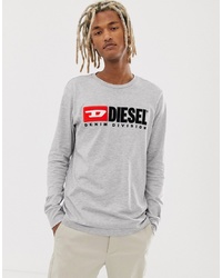 Diesel T Just Ls Division Long Sleeve T Shirt In Grey