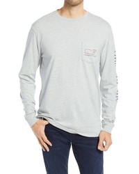Vineyard Vines Two Tone Whale Long Sleeve Pocket Graphic Tee