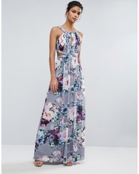Little Mistress Printed Maxi Dress With Cut Outs