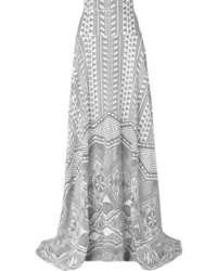 Grey Print Maxi Skirt