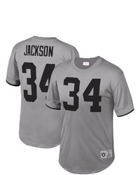 Mitchell & Ness Bo Jackson Gray Los Angeles Raiders Retired Player Name Number Mesh Top