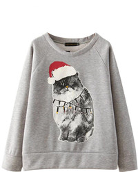 ChicNova Christmas Party Cat Print Sweatshirt
