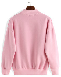 Deer Print Loose Pink Sweatshirt