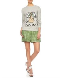 Carven Grey Embroidered Face Sweatshirt