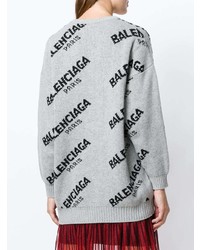 Balenciaga Jacquard Logo V Neck Sweater