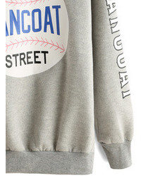 Round Neck Letter Print Grey Sweatshirt