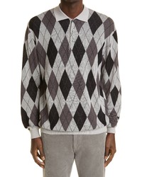 Beams Plus Argyle Cotton Polo Sweater