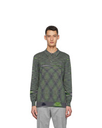 Missoni Grey And Green Striped Polo