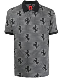 Ferrari All Over Logo Print Polo Shirt