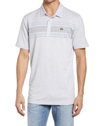 TravisMathew Bankroll Stripe Polo In Heather Light Grey At Nordstrom