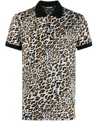Roberto Cavalli Spiky Leopard Print Polo Shirt
