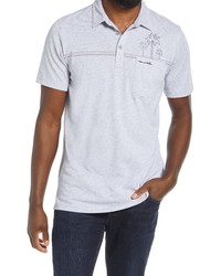 TravisMathew Westcoaster Palm Stripe Wrinkle Resistant Polo