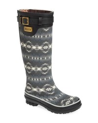Grey Print Rain Boots