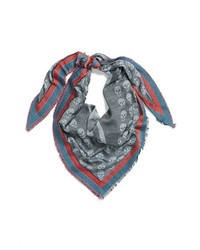 Alexander McQueen Skull Print Triangle Scarf Sky Blue One Size