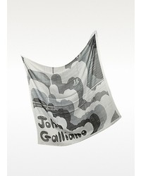 John Galliano Gradient Gray And Blue Printed Modal Wrap