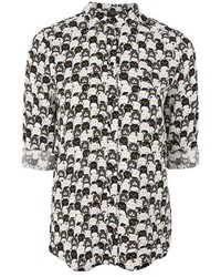 Topshop Cat Print Shirt