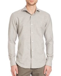 Eleventy Micro Dot Brushed Cotton Button Down Shirt