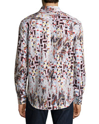 Robert Graham Pacific Storm Printed Poplin Shirt Gray