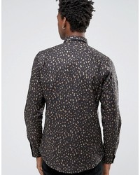Paul Smith Ps By Smart Shirt With All Over Camo Animal Print In Tailored Slim Fit Green