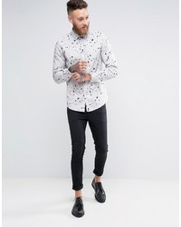 Asos Regular Fit Shirt In Gray Print