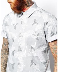 Asos Shirt In Short Sleeve With Hummingbird Print