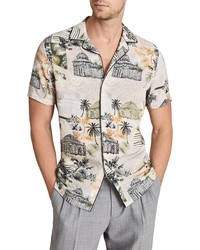 Reiss Botanic Slim Fit Tropical Short Sleeve Button Up Shirt