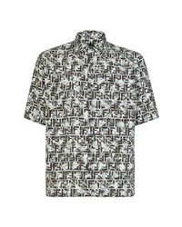 Fendi Camouflage Ff Print Short Sleeve Button Up Shirt
