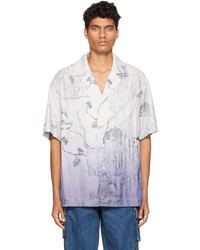 Feng Chen Wang Gray Purple Printed Short Sleeve Shirt