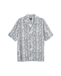 Paige Landon Snakeskin Print Short Sleeve Button Up Camp Shirt In Stone Multi At Nordstrom