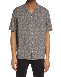 AllSaints Lovers Short Sleeve Button Up Shirt In Washed Black At Nordstrom