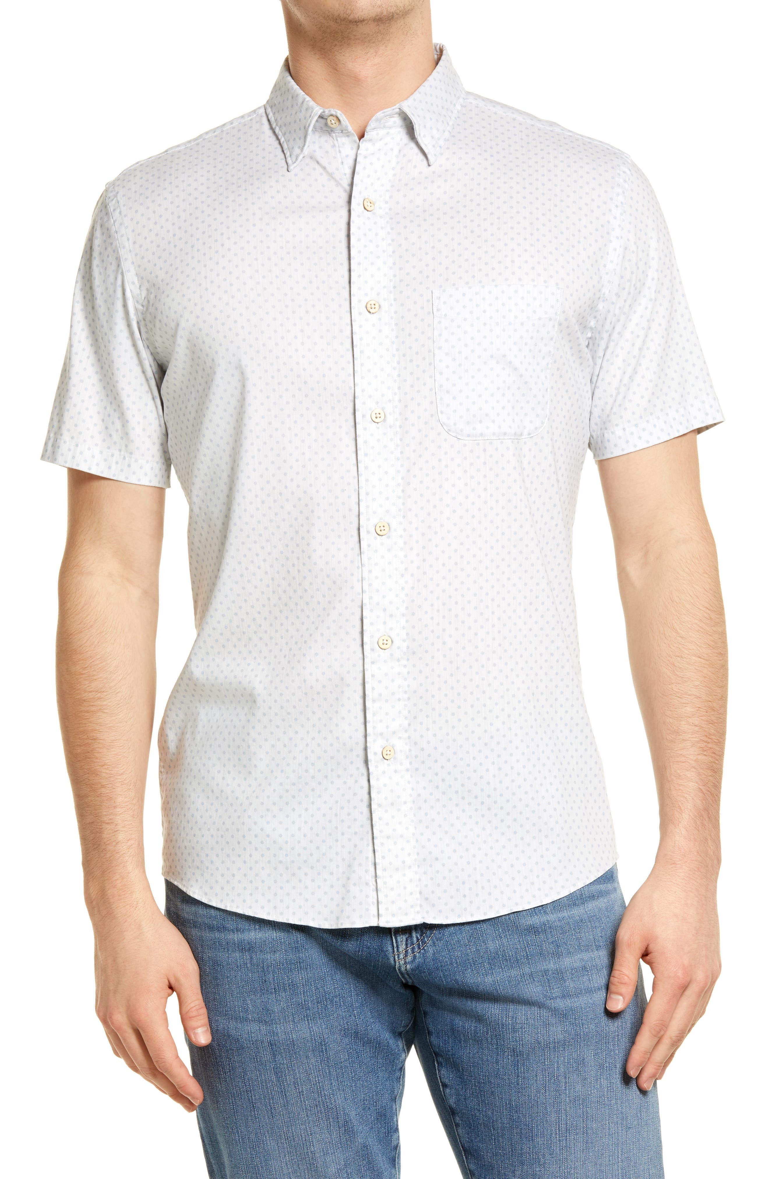 Faherty Movet Regular Fit Dot Short Sleeve Button Up Shirt, $89 ...